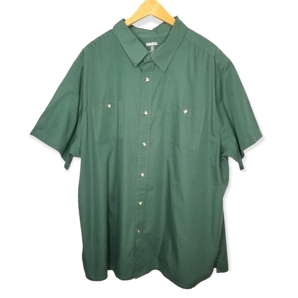 King Size Men's Plus Size Green Short Sleeve Button Front Shirt 3XL - Picture 1 of 4